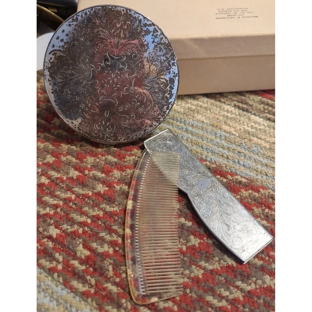 Vintage Mid Century Rex Fifth Avenue Compact and Comb in Chrome